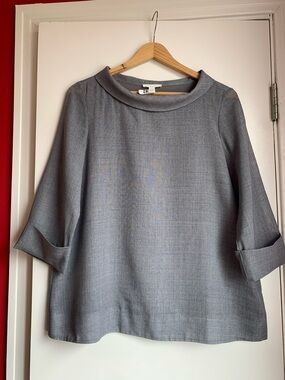 COS Grey Boatneck 3/4 Sleeve Tunic
